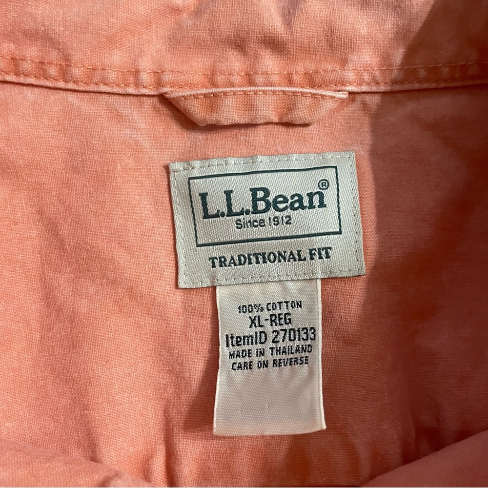 LL Bean Button Up Shirt Mens XL Orange Cotton Casual Western Outdoors - Picture 4 of 7